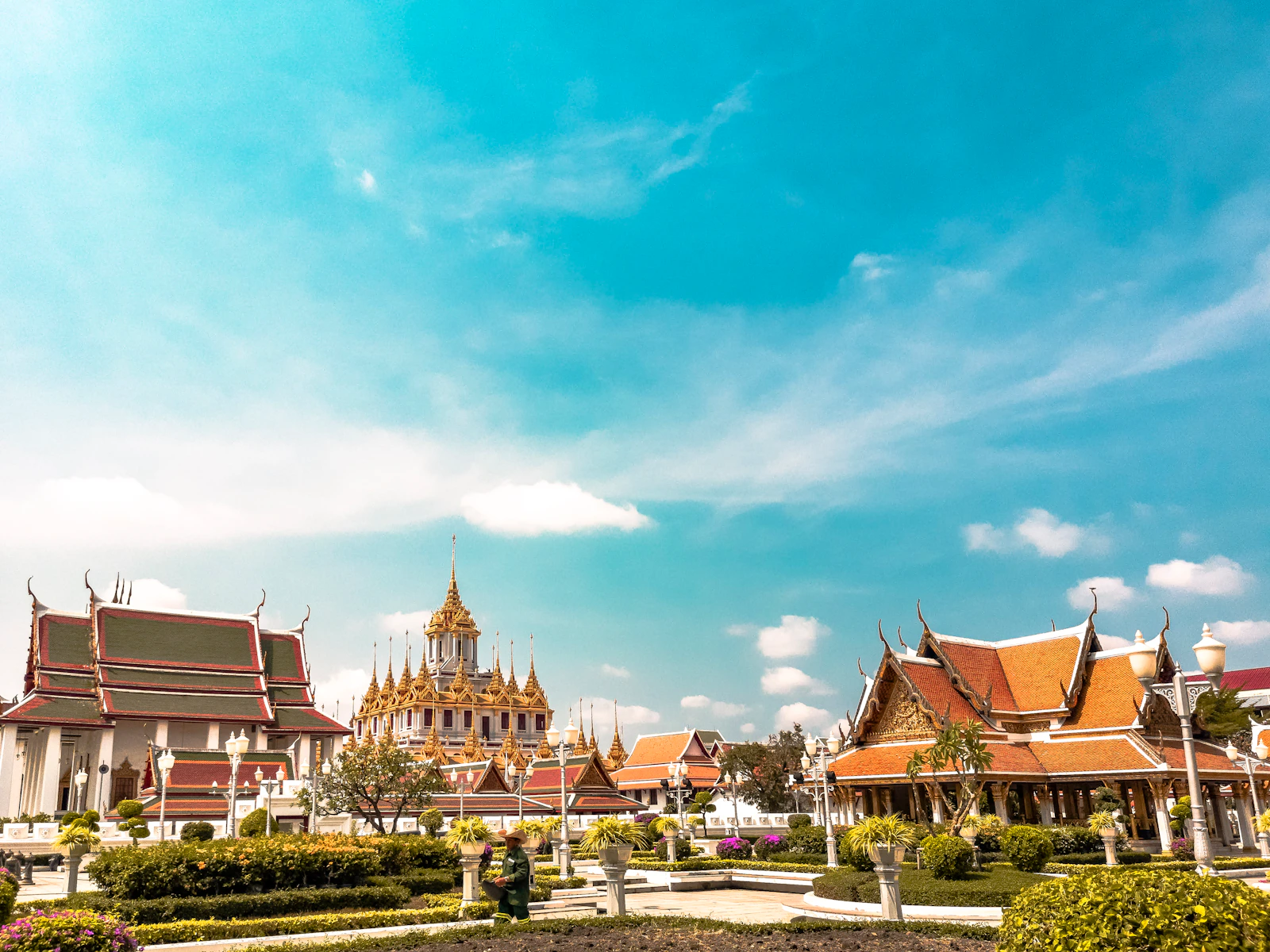 Tempeldächer in Bangkok in Thailand im November